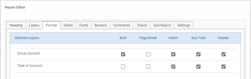 report editor format
