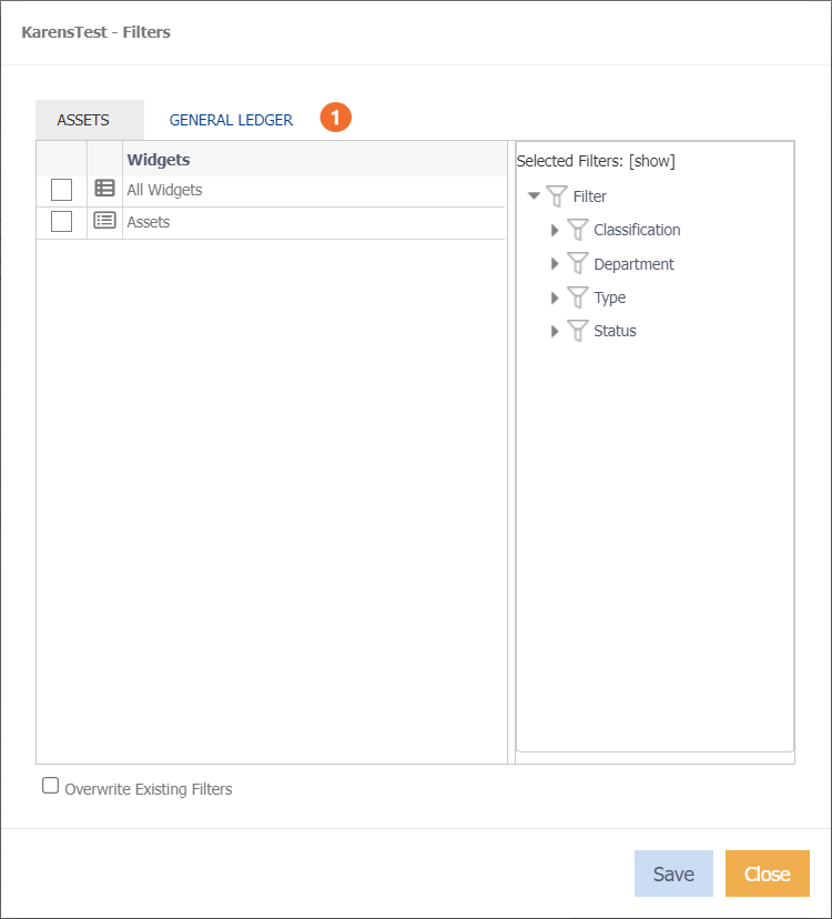 centralised filter example